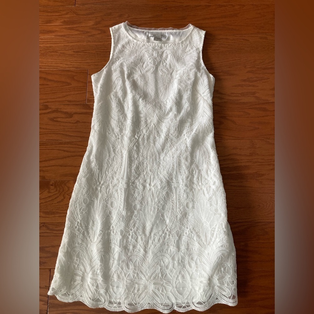 PETER NYGARD lace sheath white dress size 4